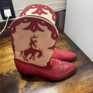 Cimarron Red‎ And White Cowboy Boots Size 2.5